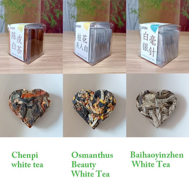 Three flavors（Chenpi  white tea,Osmanthus  Beauty  White Tea,Baihaoyinzhen  White Tea）