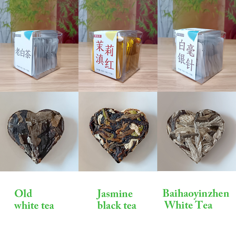 Three flavors（Old  white tea,Jasmine  black tea,Baihaoyinzhen  White Tea）